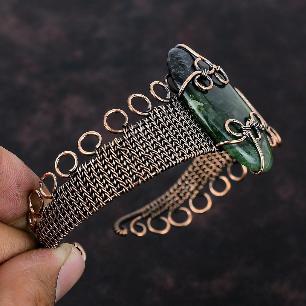 Vasonite Cuff Bracelet Copper Wire Wrapped Bangle Adjustable Cuff Bracelet Natural Gemstone Bangle Handmade Copper Wire Jewelry Gift For Her