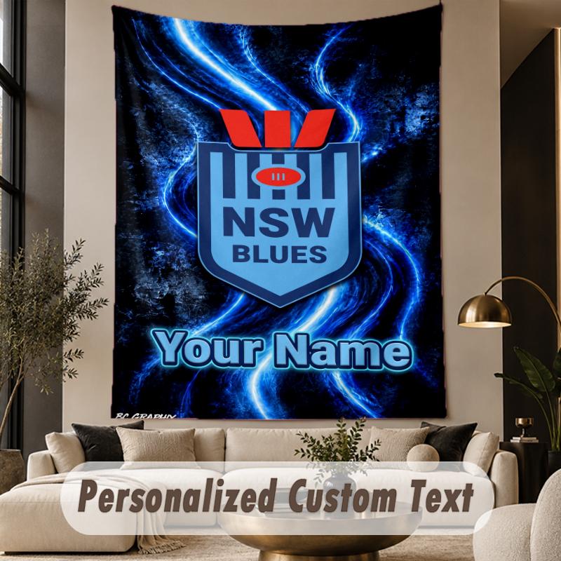 Custom Text Tapestry NSW Blues logo Print Wall Tapestry Indoor Living Room Wall Decor