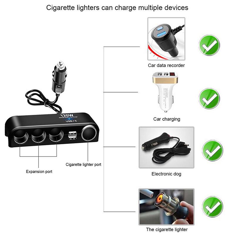 4 Way Multi Socket Car Cigarette Lighter Splitter USB Charger Adapter 12V 24V