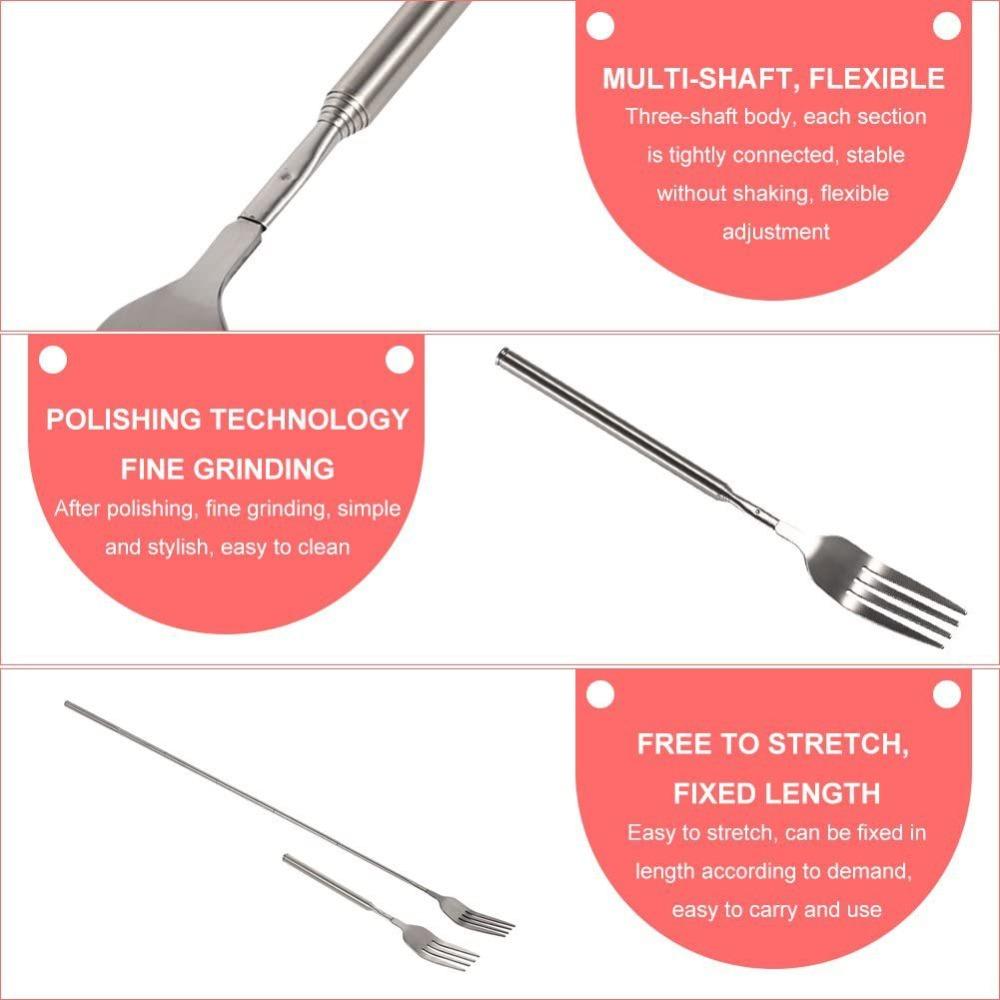 Fruit Telescopic Dinner Stainless Steel Meat Fork Extendable Fork Cutlery Forks
