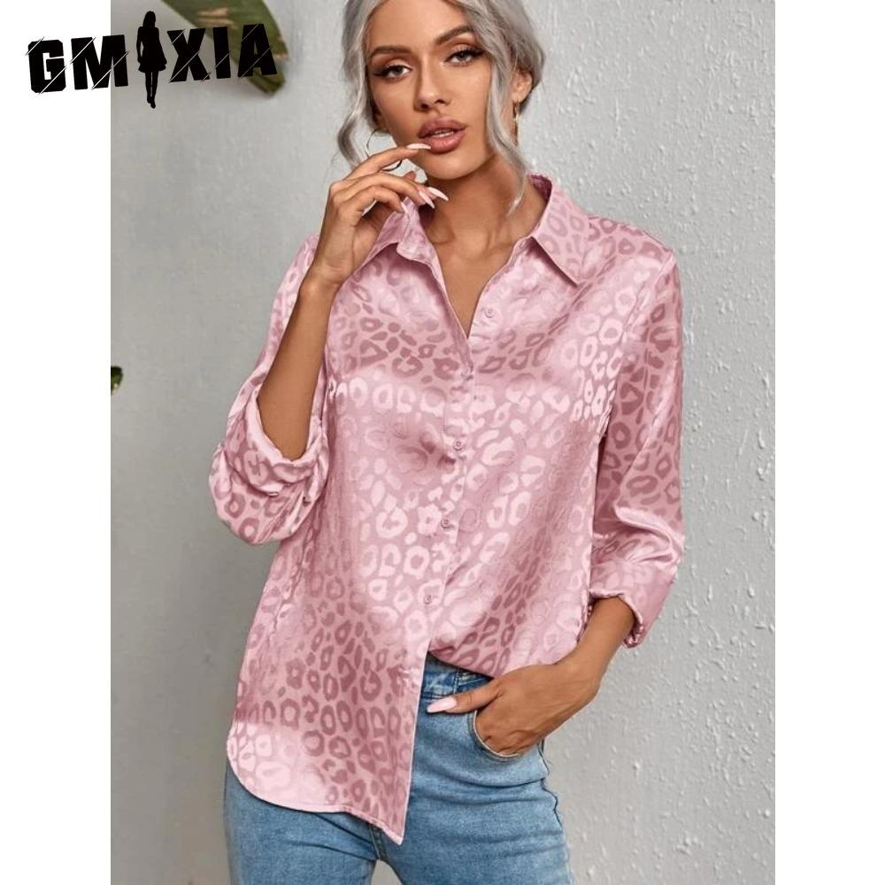 GMXIA Женские модные повседневные блузки и рубашки-поло с длинным рукавом