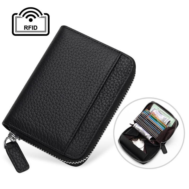 Rfid Card Holder 100% Genuine Leather Business Card Wallet Organ Card Bag Female Bag Japanese