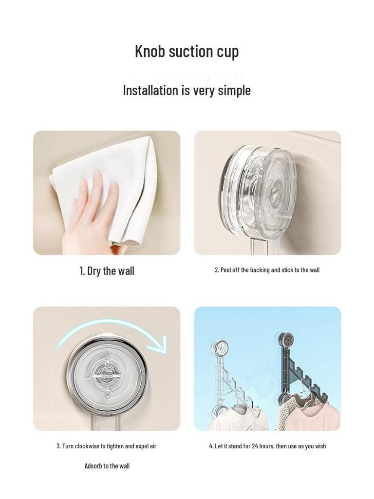 Бесследная настенная складная сушилка для одежды на присосках - Идеально подходит для использования в общежитии и на балконе