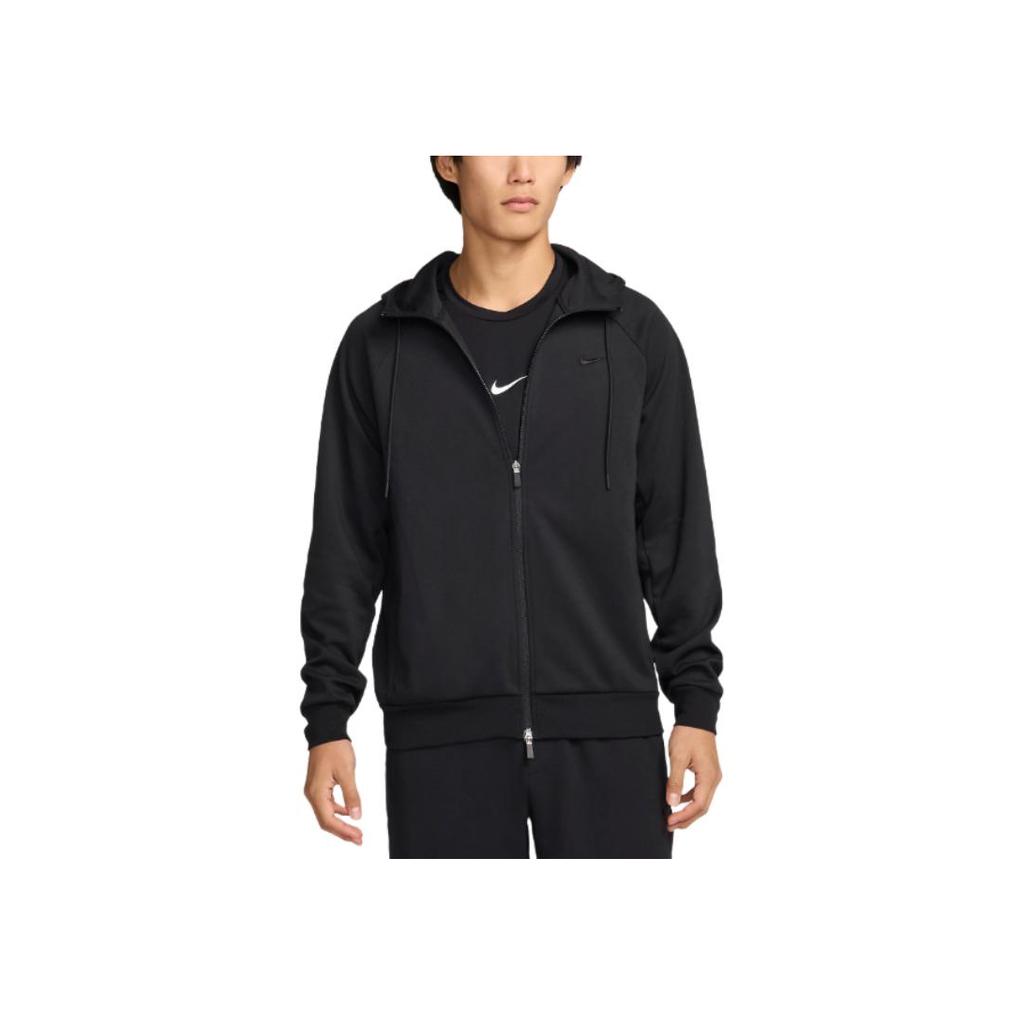 Nike Однотонная быстросохнущая дышащая куртка с вышитым логотипом на молнии с капюшоном и длинными рукавами, мужские куртки черного цвета FZ0968-010