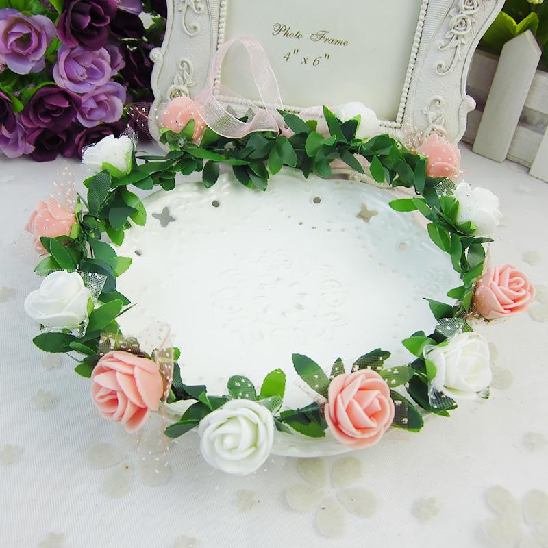 Розы Цветы Корона Головная Повязка Венок Девушки Головная Повязка Цветы Для Вечеринки Свадьбы Свадебный Декор Повязка На Голову Головной Убор Выпускной Головной Убор