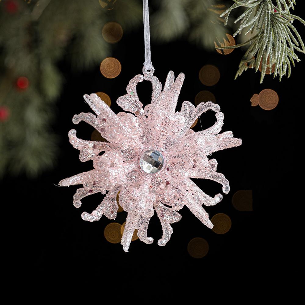 Glitter Christmas Tree Pendant Plastic Slightly Sticky Artificial Christmas Decoration Cartoon Candy Butterfly
