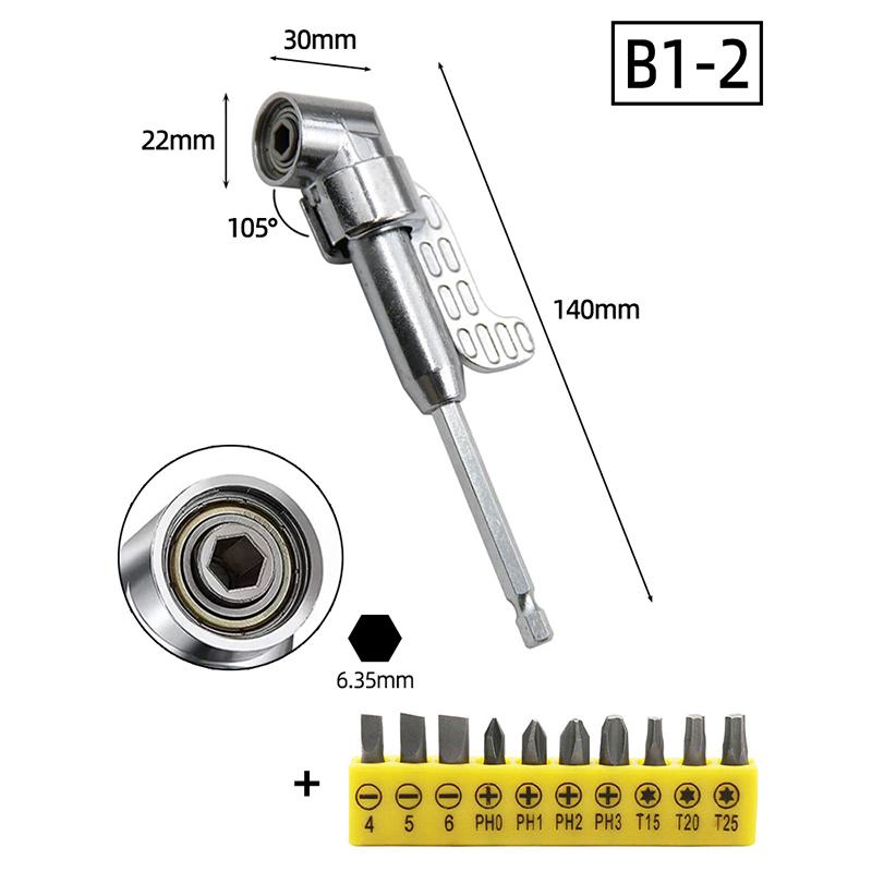 Переходник-головка с углом 105 градусов 1/4 дюйма Удлинитель Шестигранная насадка для дрели Регулируемый держатель для отвертки Шлицевой Phillips Электроинструменты Ручные инструменты