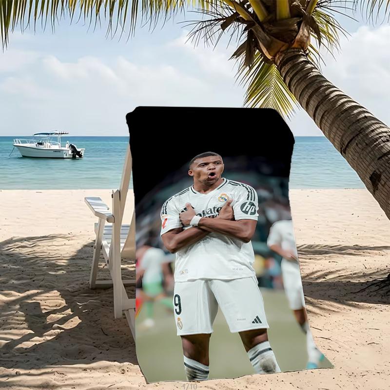 Beach Towel with Kylian Mbappé Pattern - soft,absorbent,machine washable Lightweight&Modern,swimming,Travel Essentials