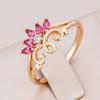 Новое Кольцо Для Женщин Мода Розовый Натуральный Циркон Цвет Розового Золота Полый Цветок Этническое Свадебное Винтажное Ювелирное Изделие