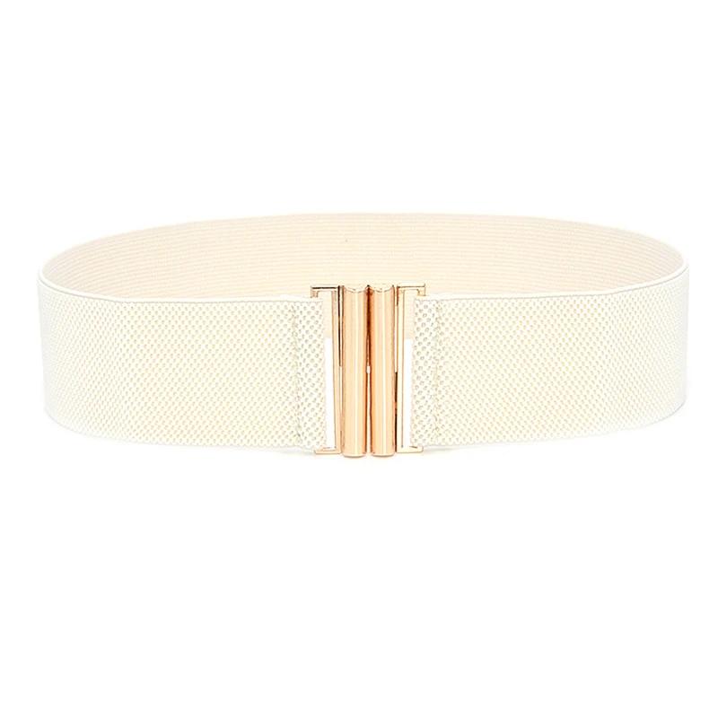 60*6CM Wide Elastic Belt Solid Color Corset Belt Metal Buckle Lady Stretch Cinch Waistband Women Waist Belt