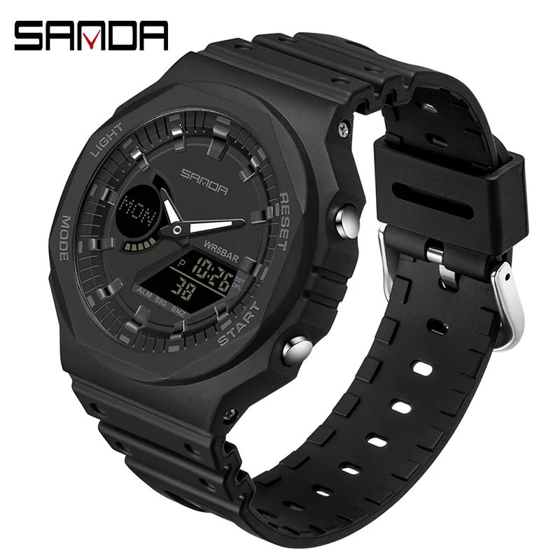 SANDA 6016 Outdoor Sports Watch Men LED Digital Watches Military Waterproof Date Electronic Watches Boy Girl Relogio Masculino