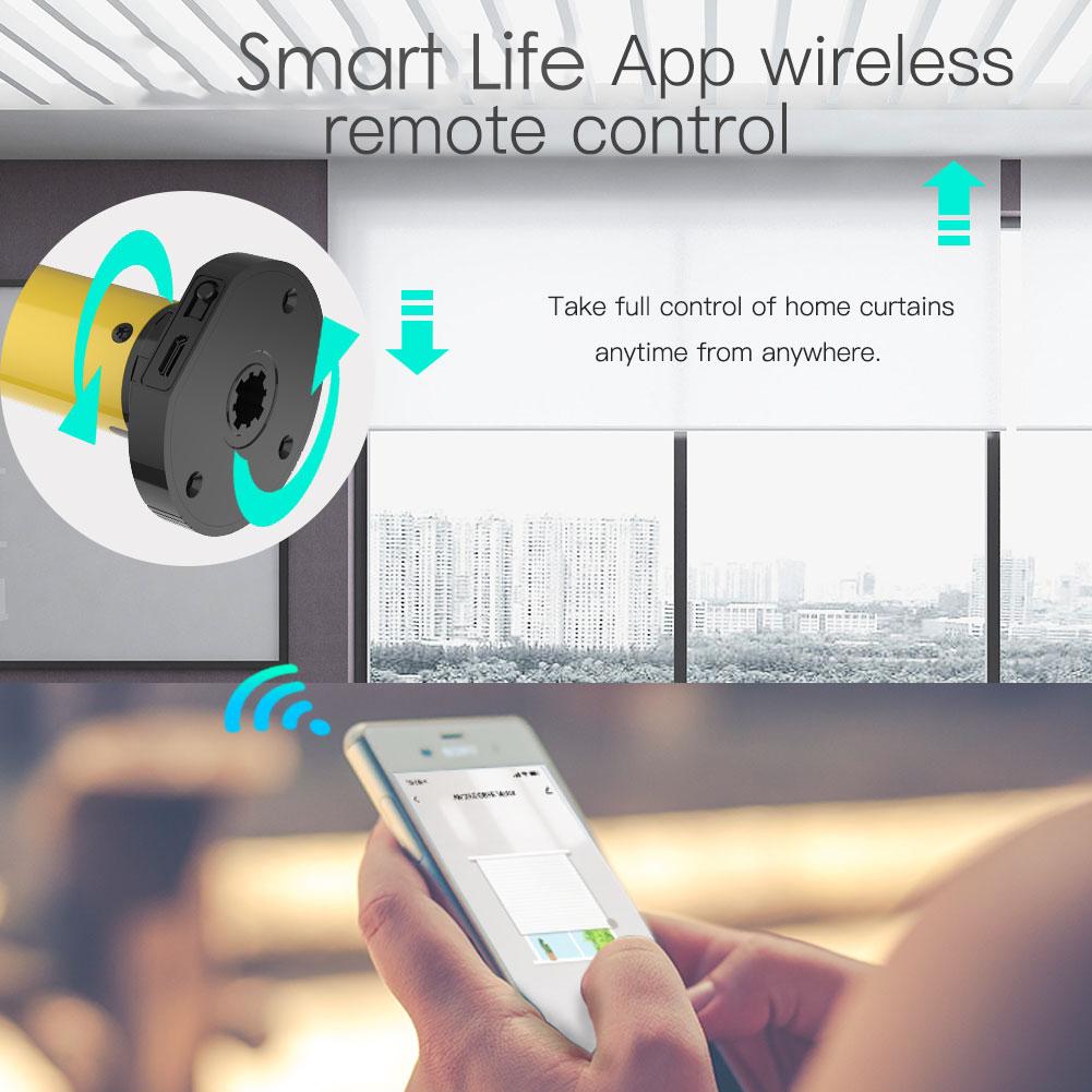 Автоматические 25 мм Smart ZigBee трубчатые рулонные жалюзи с двигателем постоянного тока на литиевой батарее, встроенный