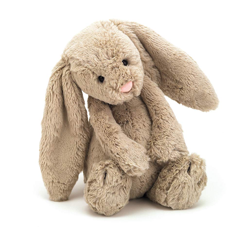 Мягкая игрушка Jellycat Bashful Bunny M, сидящая, бежевая, Кролик, 20 см,