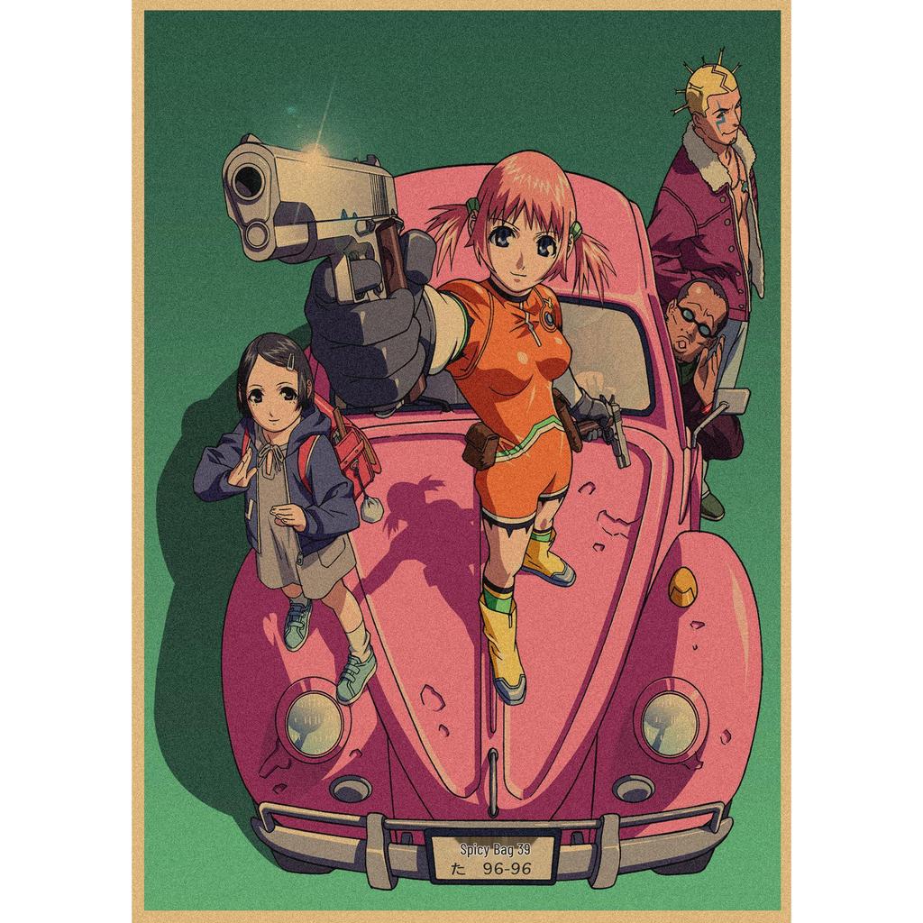 Retro Japanese Anime Poster - Yasuomi Umetsu's Killer Girl on Kraft Paper Wall Art Mural 262