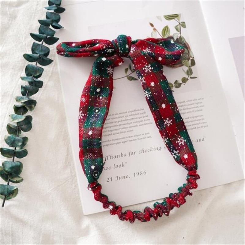 1 шт. Рождественские красные клетчатые эластичные резинки для волос со снежинками для женщин и девочек, повязка на голову, веревка для волос