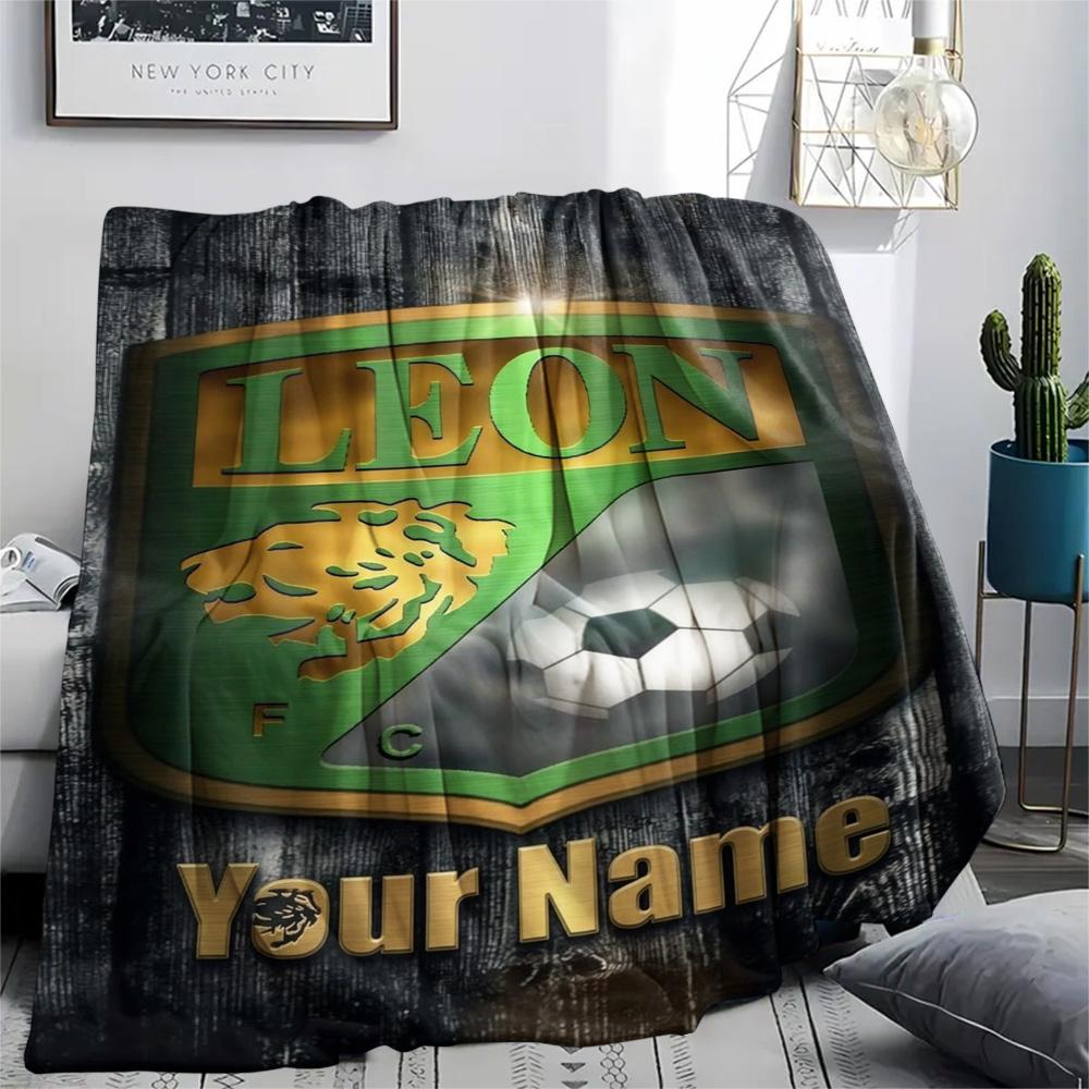 1PC Leon Fc Crest Custom Name Patterned Flannel Blanket Suitable For All Seasons For Home Decor Warmth And Comfort Gifts Holiday Present