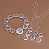 New 925 Sterling Silver Round Square Pendant Bracelet Necklace Earrings Jewelry Set For Women Fashion Party Christmas Gifts