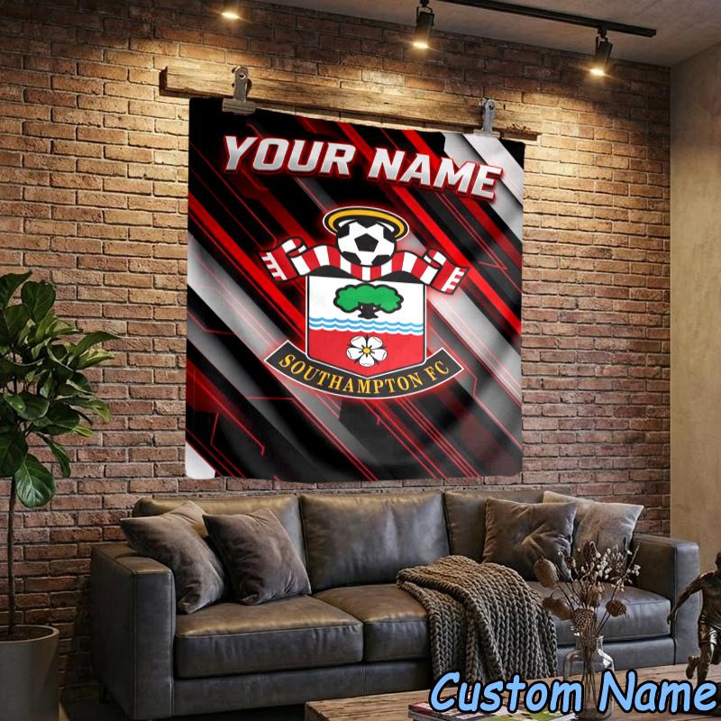 Custom Name Southampton Fc Crest Hanging Tapestry Background Tapestry for Bedroom Living Room Dorm,Home Party Wall Decoration,Fan Gifts