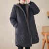 Women's Winter Plus Size Medium-length Cotton Coat Plaid Hooded Thickened Warm Cotton Jacket