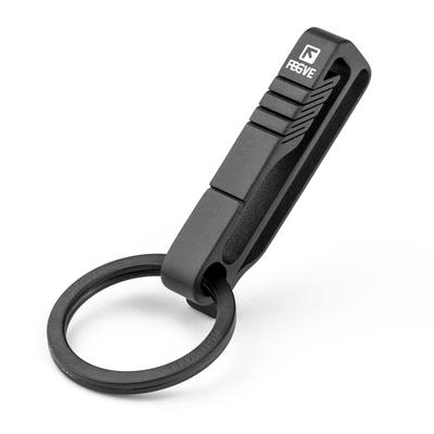 Стильный титановый держатель для ключей с карабином и титановым зажимом для ключей [FEGVE] (BK1S/Черный)