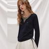 unifree American Retro Faux Two-Piece Color Block Pullover Knitted Sweater