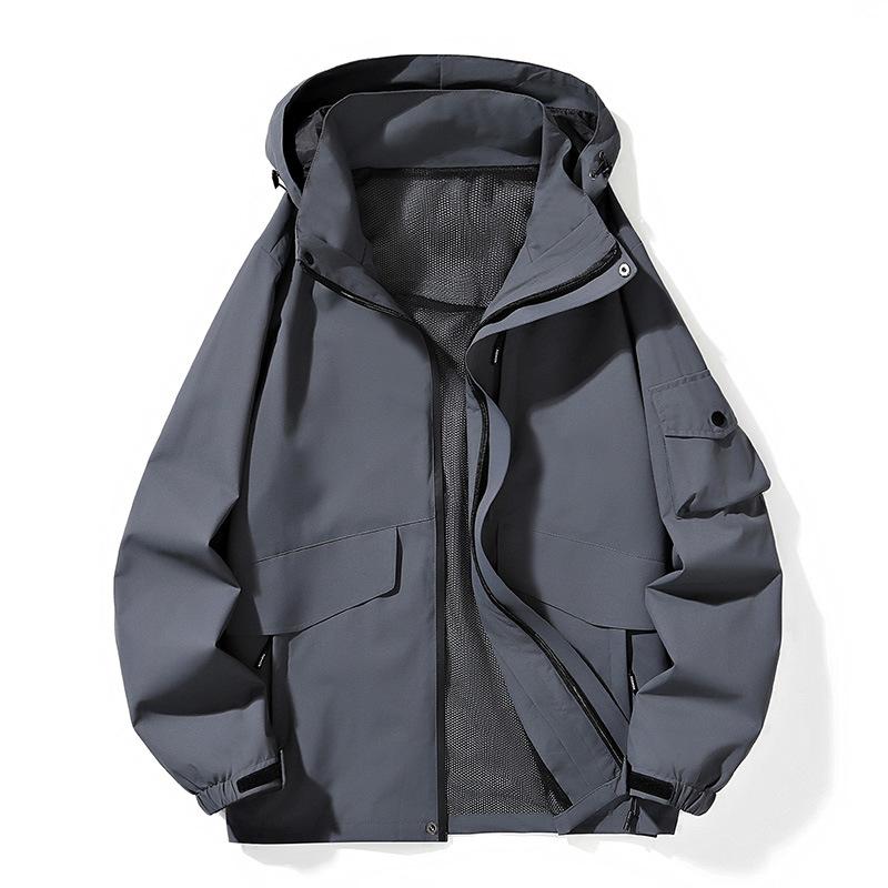 Outdoor Men's Autumn and Winter New Style Windproof and Waterproof Couple's Versatile Mountaineering Clothing Work Jacket Men's Solid Color Jacket