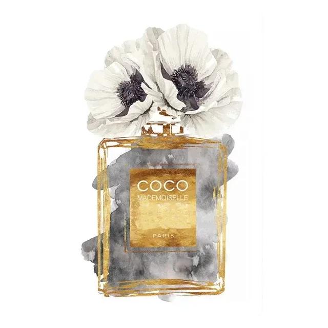 Современная модная эстетика Настенное искусство Париж Роскошный флакон духов HD Масло на холсте Постер Принт Украшение для дома Спальни Подарок