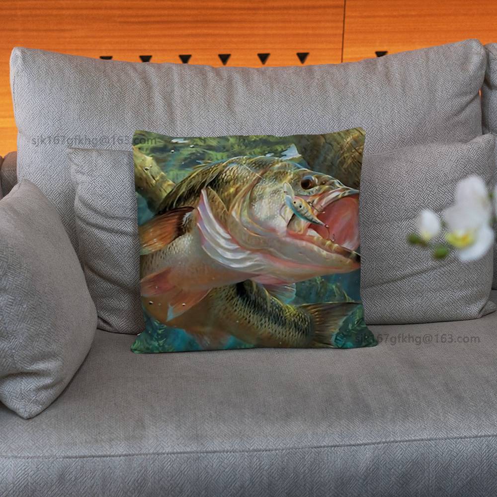 Fishing Master Pillow Case Anti-dustmite Pillowcase Invisible zipper silky short plush Sofa cushion cover
