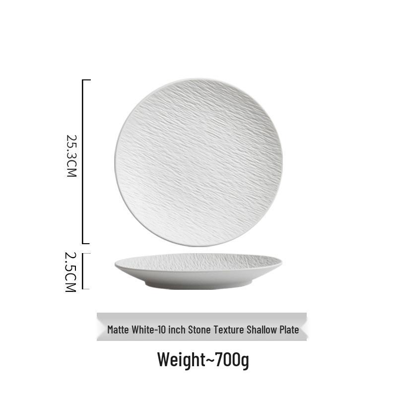 Черно-белая керамическая неглубокая тарелка пищевого класса - Роскошный стиль для обедов и завтраков