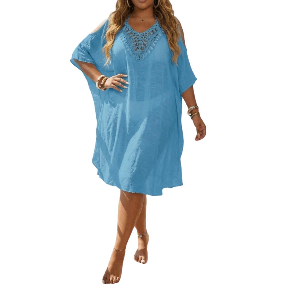 Backless Summer Sunscreen Smock V Neck Beachwear Shirt Fashion Bikini Cover-Ups for Women