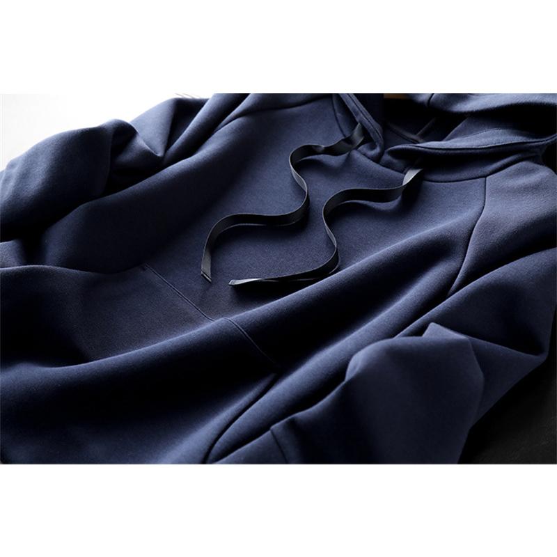 Женская толстовка, повседневная свободная толстовка с карманом, модный топ, однотонный пуловер с длинными рукавами и шнурком