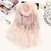 (Projector)Fashion Women Flower Print Long Soft Wrap Scarf Simulation Silk Shawl Scarves
