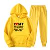 Women Hoodie Set Good Wife Good Girlfriend Hoodie Set I Love My Boy Friend Letter Print Design Hooded Top+ Loose Sweatpants Set