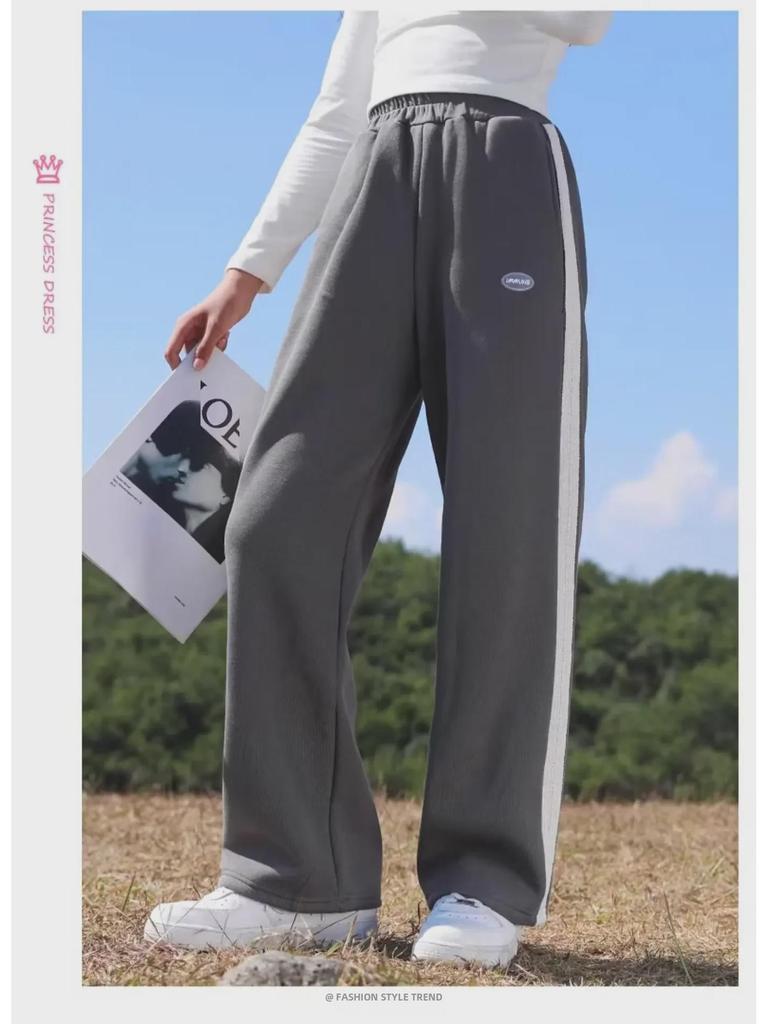 Широкие повседневные прямые спортивные брюки для девочек весна/осень 2024 г.