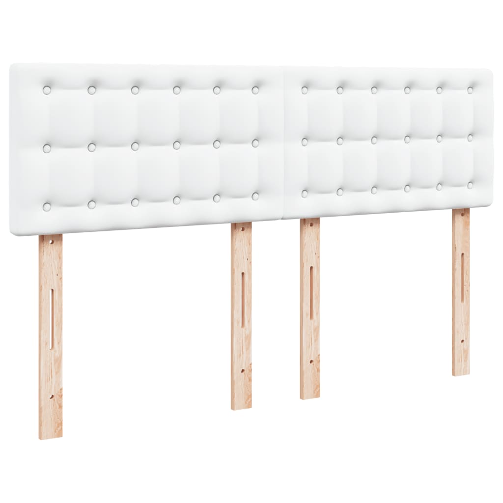 Box Spring Bed with Mattress White 140 x 190 cm Faux Leather