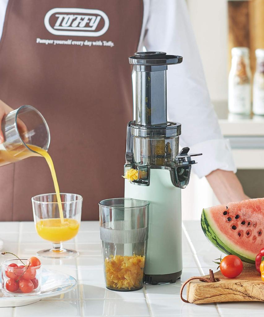 Mini Slow Juicer Small Compact Fruit Vegetable Vitamin Health Habits Keep Freshness Fresh Juice Retro [Toffy] K-BD4 (Pale Aqua) K-BD4-PA