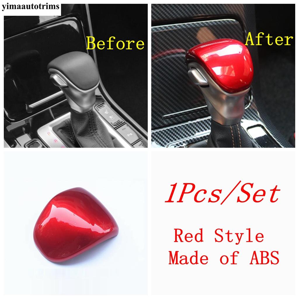 Car Gear Lever Head Shift Knob Decor Cover Trim For Kia Sorento MQ4 ABS Carbon Fiber / Red Interior Accessories