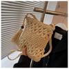 New Mobile Phone Bag Hollow Straw Women's Bag Versatile Fringed Vacation Beach Woven Shoulder Satchel