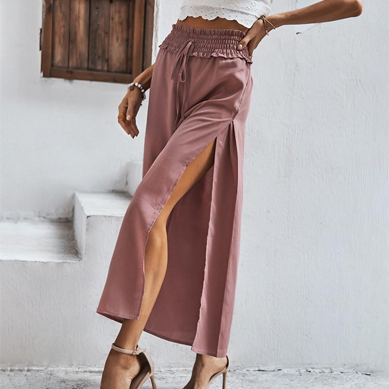 Летние женские атласные шифоновые широкие капри с высокой талией в стиле Харадзюку, мешковатые прямые брюки, женские брюки