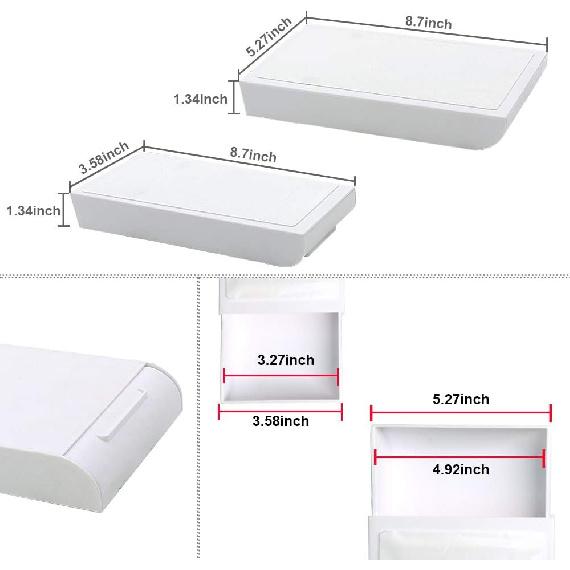 YOOUSOO 2 Pack Under Desk Storage Drawer Organizer, Hidden Slide Out Drawer Attachment, with Self - Adhesive Feature for Desktop and Table