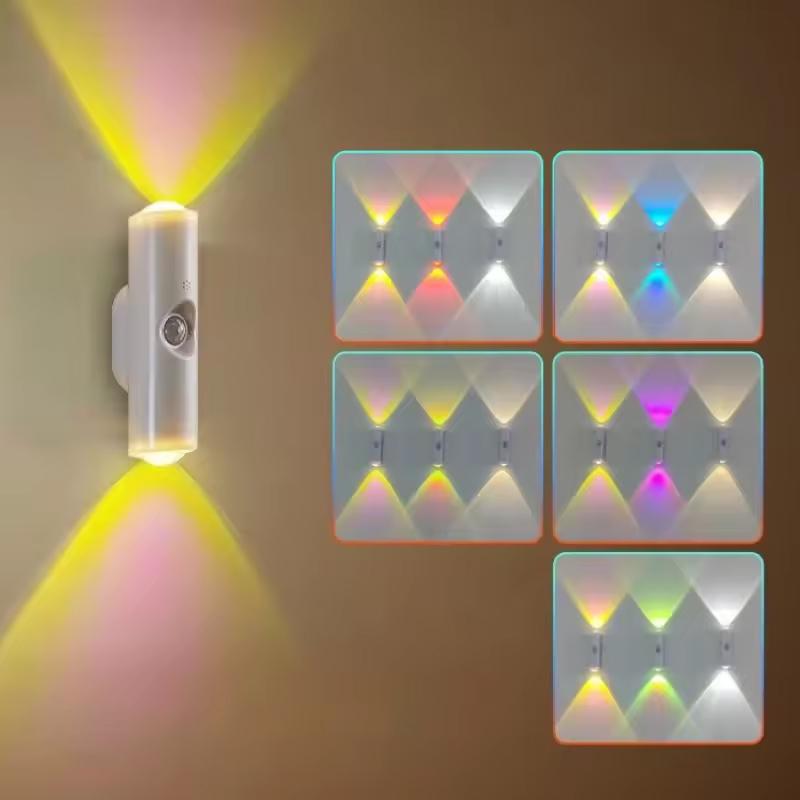 Умный RGB Градиентный Ночник Магнитный Датчик Движения Перезаряжаемый Настенный Светильник для Спальни Ванной Гардеробной Сада Домашний Декор