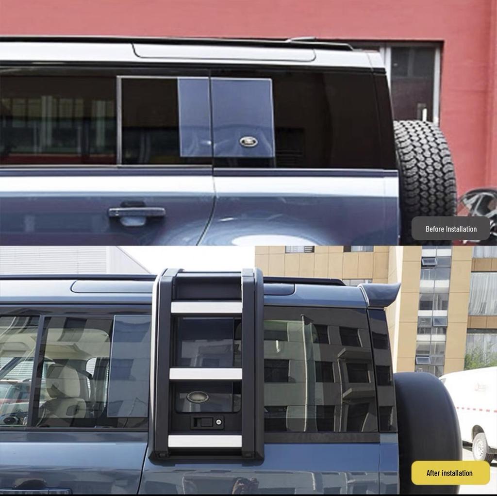 2020+ Новый Defender Матовый черный Внедорожная лестница на крышу: Специальная конструкция для лазания, складывающаяся вбок