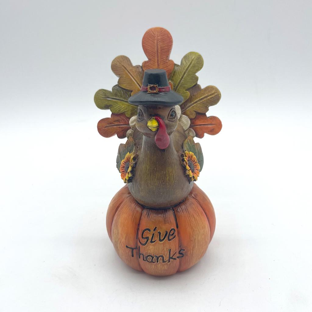 Resin Turkey Figurine 7.5x8x12cm Thanksgiving Christmas Home Outdoor Decor Pumpkin Gift