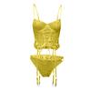Women's Sexy Underwear Solid Color Lace Strap Two-piece Pajama Suit