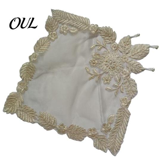 Decorative Mats for Dressing Table Floral Embroidered Placemat, Heat Insulation Mat with Beads, Mesh Retro Coaster Wedding Dining Decor Exquisite