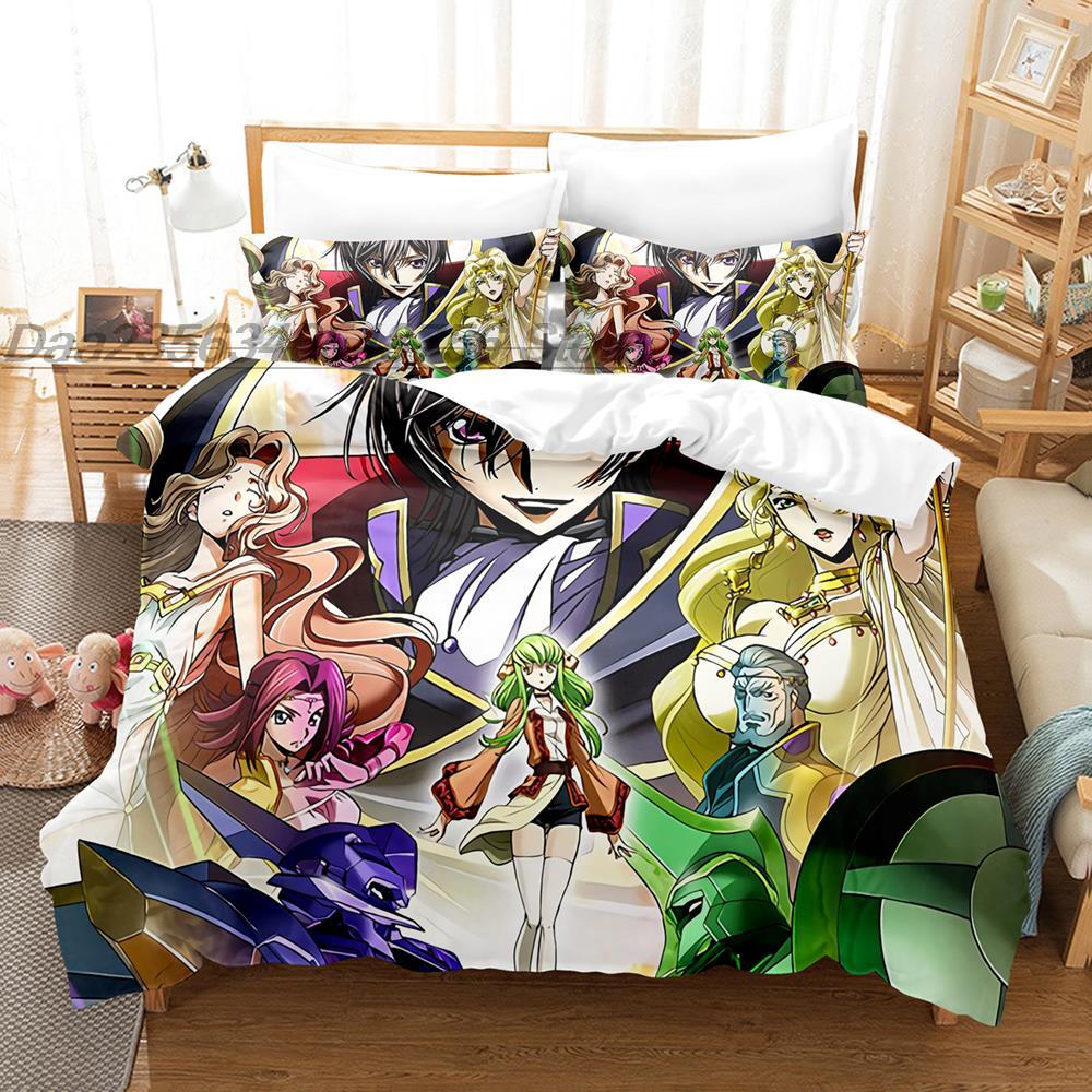 Code Geass Bedding Set Single Twin Full Queen King Size Bed Set Teenager Bedroom Sheet Set 3D Print Anime Kawaii