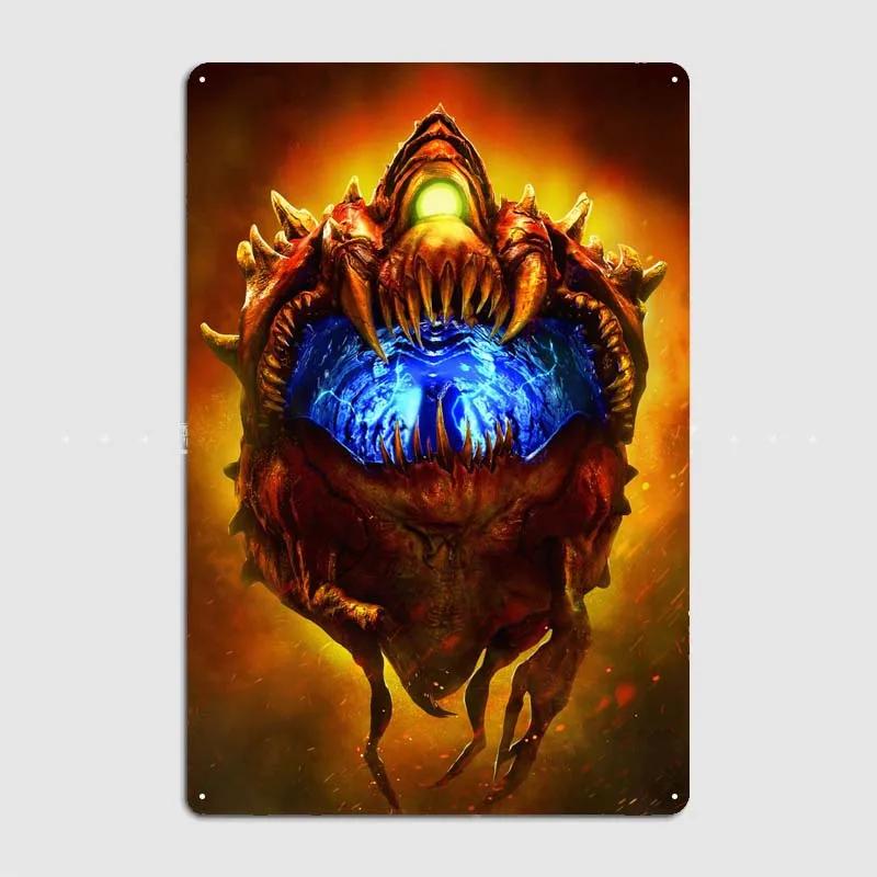 Плакаты Doom Аксессуары для украшения дома Игровые таблички Настенное искусство Винтажная металлическая жестяная табличка для украшения стен комнаты геймера Декор для дома