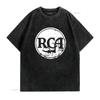 RCA Logo Unisexs T Shirt vintage Washed streetwear fashion homme designer clothes Versatile graphic Unisex Breathable Casual