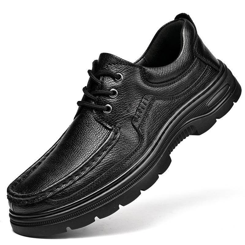 2025 British style men's business leather shoes trend platform large size casual shoes spring, autumn and winter velvet warm men's shoes