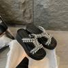 Fashion High-Heeled Shoes Lady Ladies' Slippers Platform Rubber Flip Flops Slipers Women Glitter Slides Summer Hawaiian 2025 Jelly